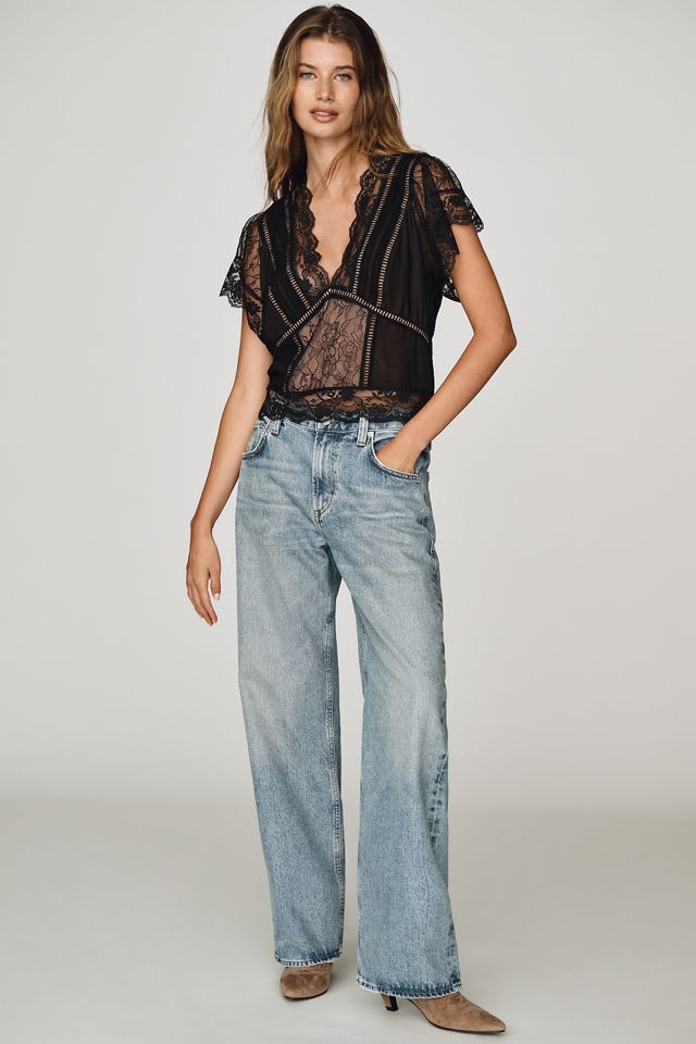 By Anthropologie Mixed Lace Top #2