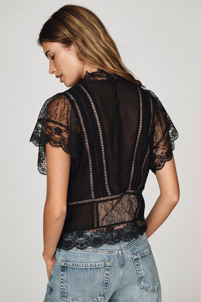By Anthropologie Mixed Lace Top #3