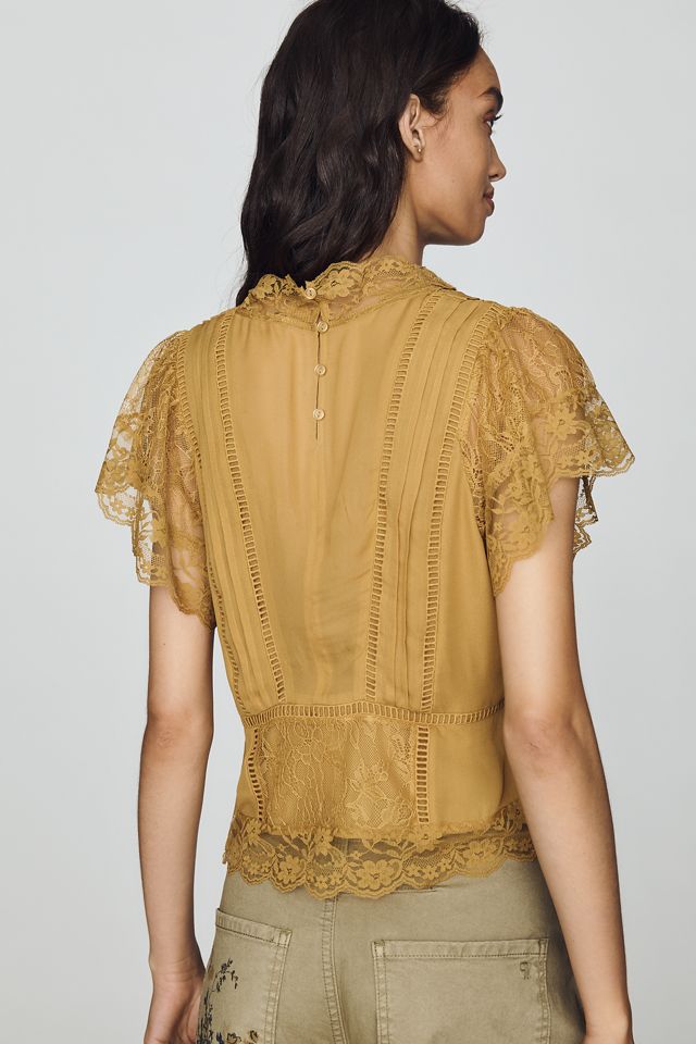 By Anthropologie Mixed Lace Top #1