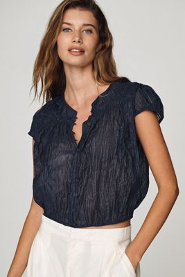 By Anthropologie Smocked Bubble Blouse