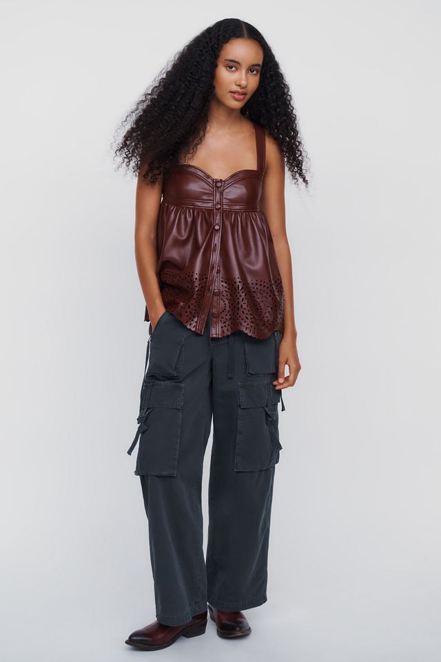 Maeve Faux-Leather Babydoll Tank #1