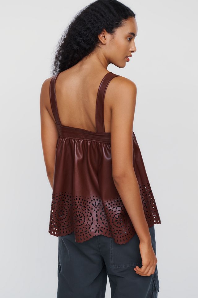 Maeve Faux-Leather Babydoll Tank #3