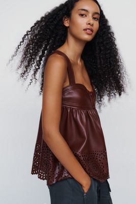 Maeve Faux-Leather Babydoll Tank