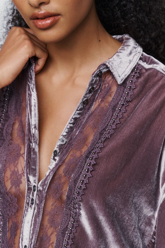 Pilcro Quincy Velvet Lace Blouse #1