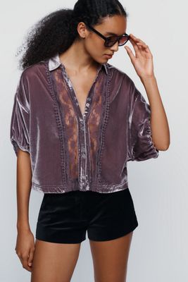 Quincy Velvet Lace Blouse by Pilcro