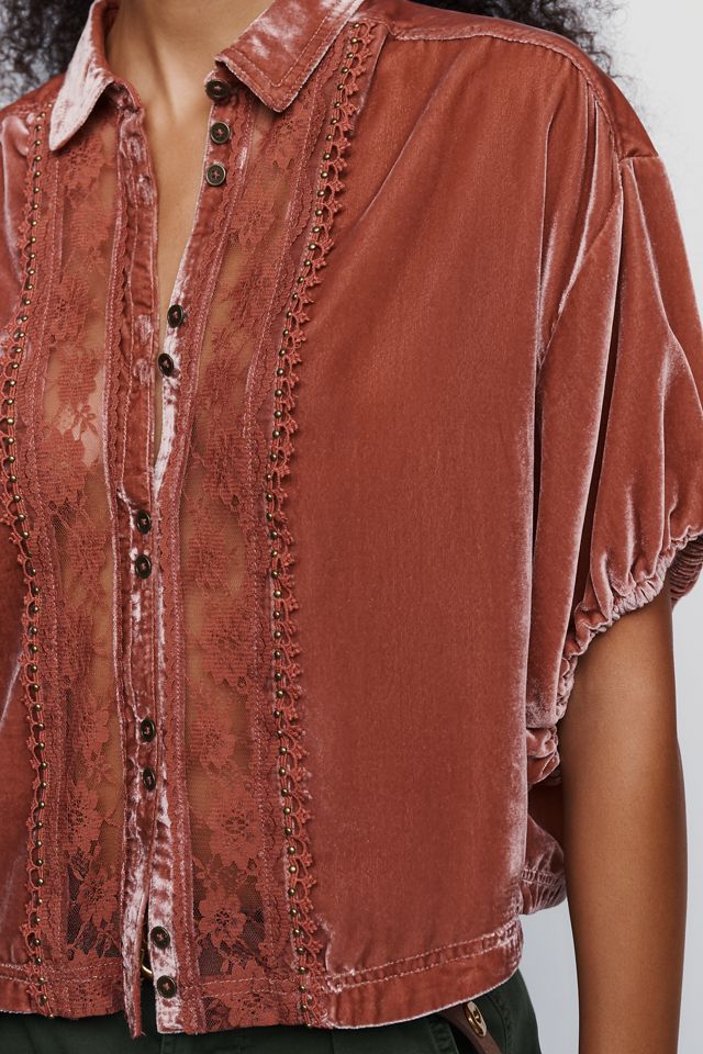 Blouse en velours et dentelle Quincy par Pilcro #3