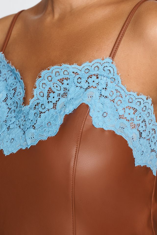 By Anthropologie Faux-Leather Lace-Trim Camisole #5