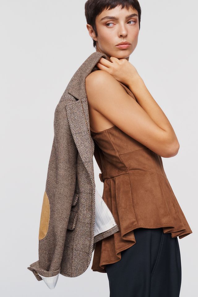 Maeve Viki Faux-Suede Zip-Front Peplum Top #2