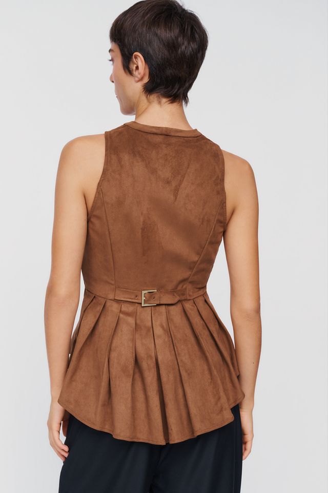 Maeve Viki Faux-Suede Zip-Front Peplum Top #3