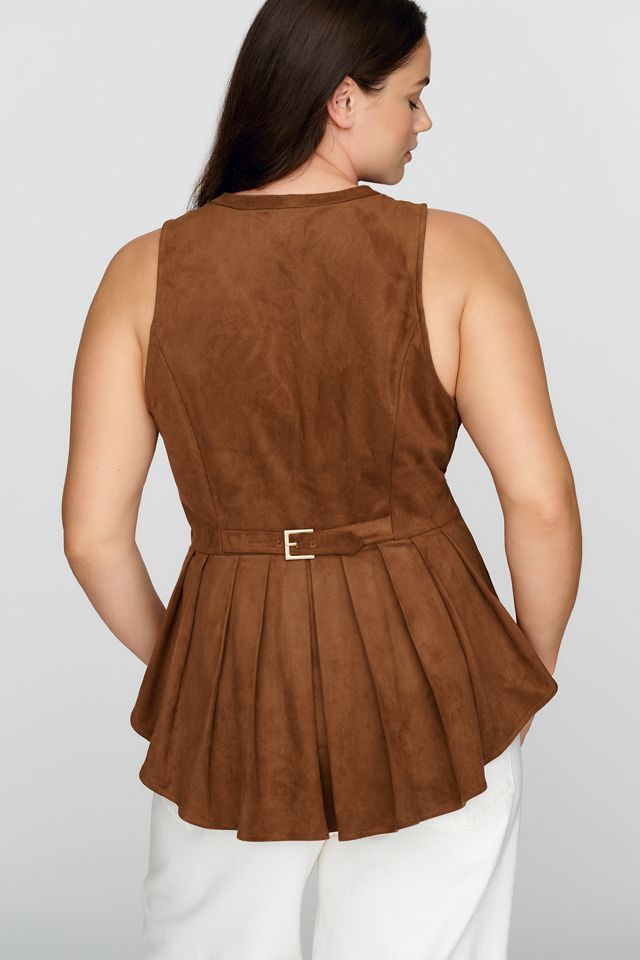 Maeve Viki Faux-Suede Zip-Front Peplum Top #5