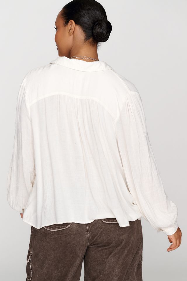 Pilcro Wollmischung Plissierte Henley Bluse #6