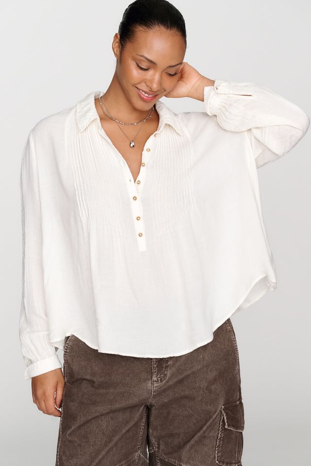 Pilcro Wollmischung Plissierte Henley Bluse #4
