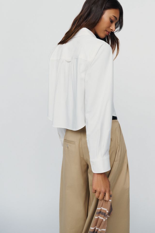 Maeve Merritt Cotton Stretch Cropped Buttondown Shirt #3