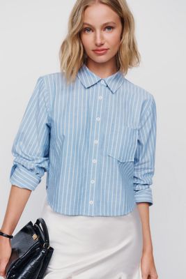 Maeve Merritt Cotton Stretch Cropped Buttondown Shirt