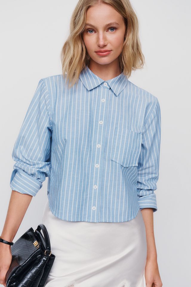 Maeve Merritt Cotton Stretch Cropped Buttondown Shirt - angle 1