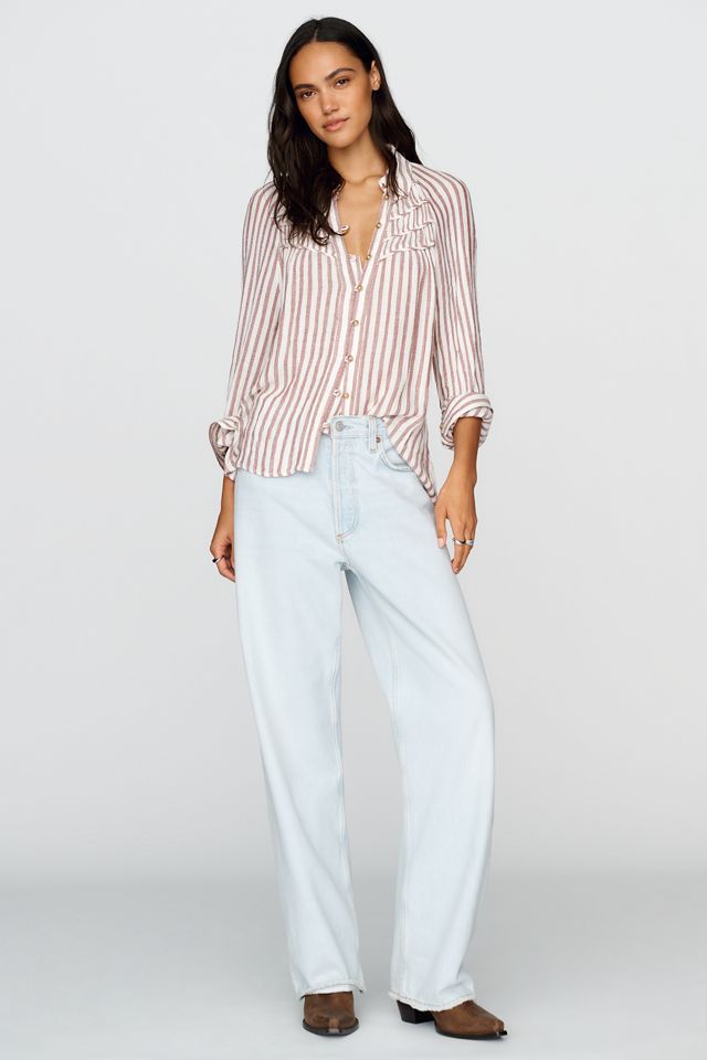 Pilcro Ruched-Yoke Buttondown Shirt #1