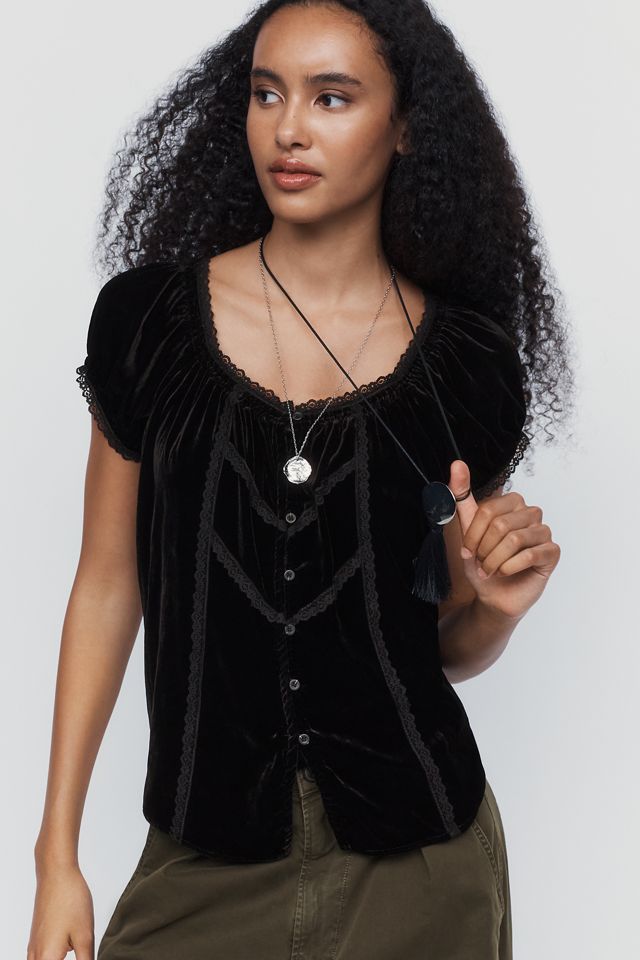 By Anthropologie Amber Velvet Top #4