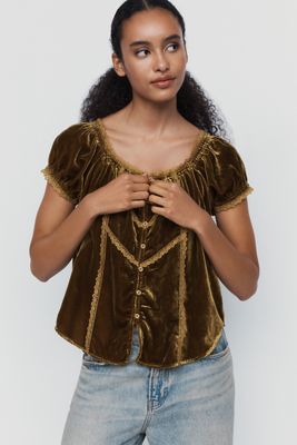 By Anthropologie Amber Velvet Top
