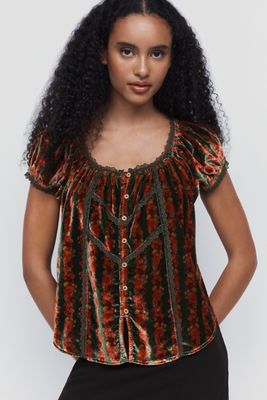 By Anthropologie Amber Velvet Top