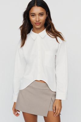 Maeve Shrunken Bennet Cotton Stretch Curved Hem Shirt