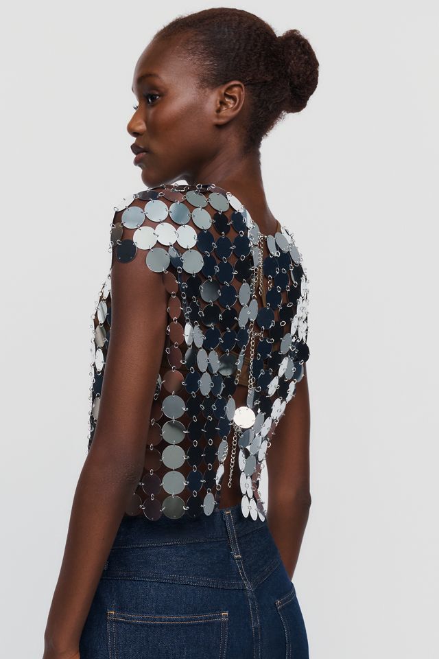 By Anthropologie Kurzärmliges Kettenhemd-Top #2