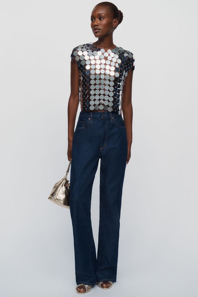 By Anthropologie Kurzärmliges Kettenhemd-Top #3