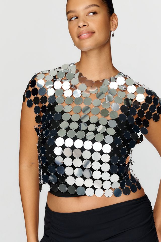By Anthropologie Kurzärmliges Kettenhemd-Top #4