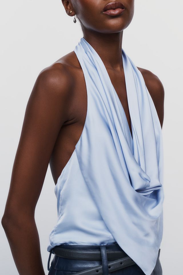 Maeve Satin Cowl Neck Halter Blouse #1