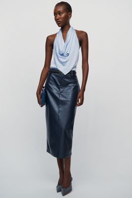Maeve Satin Cowl Neck Halter Blouse