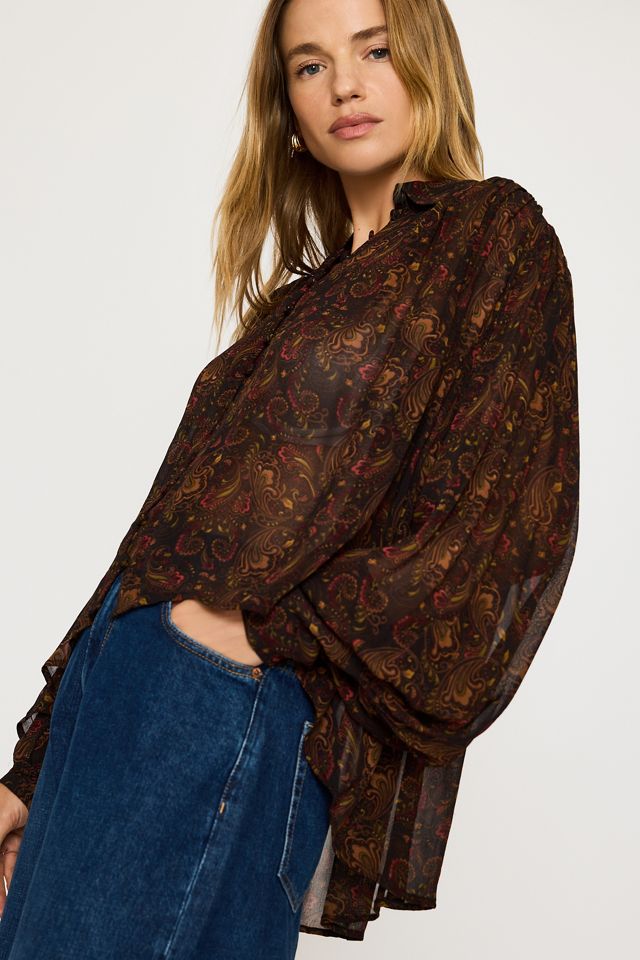 By Anthropologie Paisley-Bluse mit langen Ärmeln #2