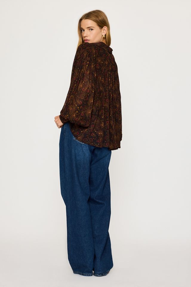 By Anthropologie Paisley-Bluse mit langen Ärmeln #4