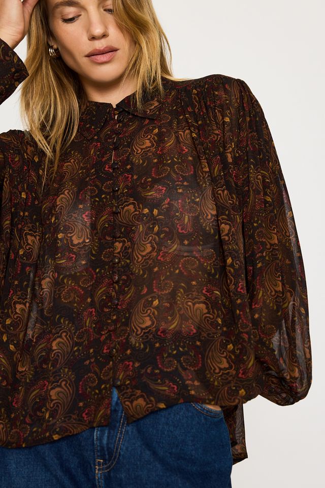 By Anthropologie Paisley-Bluse mit langen Ärmeln #5