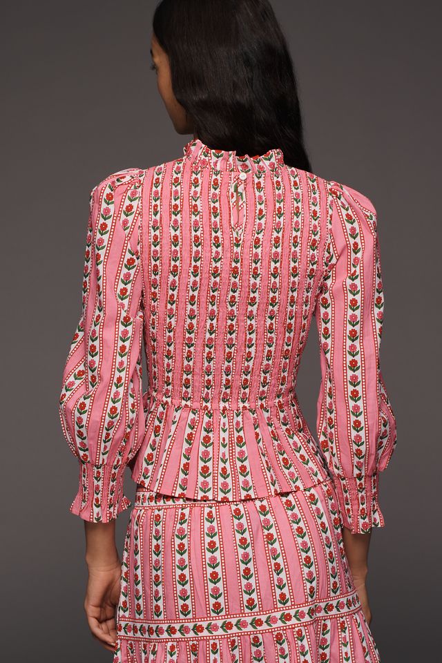 Pink City Prints 100% Cotton Isabel Peplum Top | Anthropologie