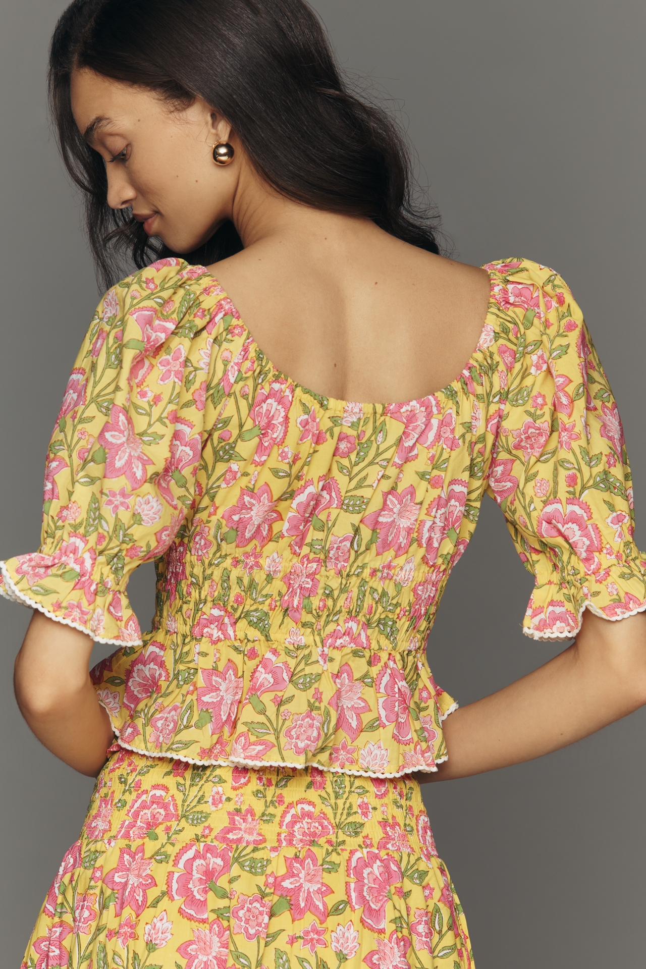 Pink City Prints 100% Cotton Katie Peplum Top