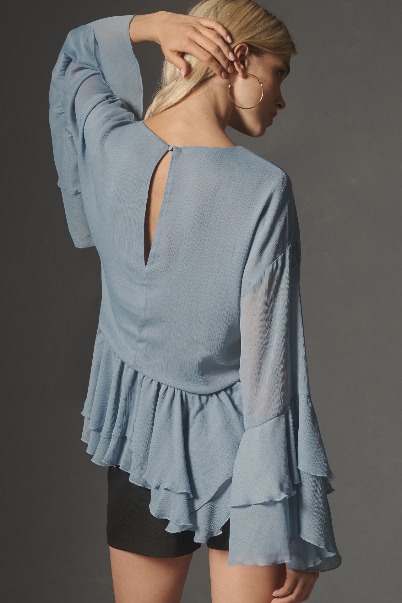 By Anthropologie Long-Sleeve Ruffled Tunic Blouse