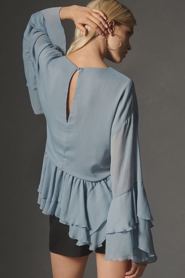 Blusa Túnica con Volantes de Manga Larga By Anthropologie #1