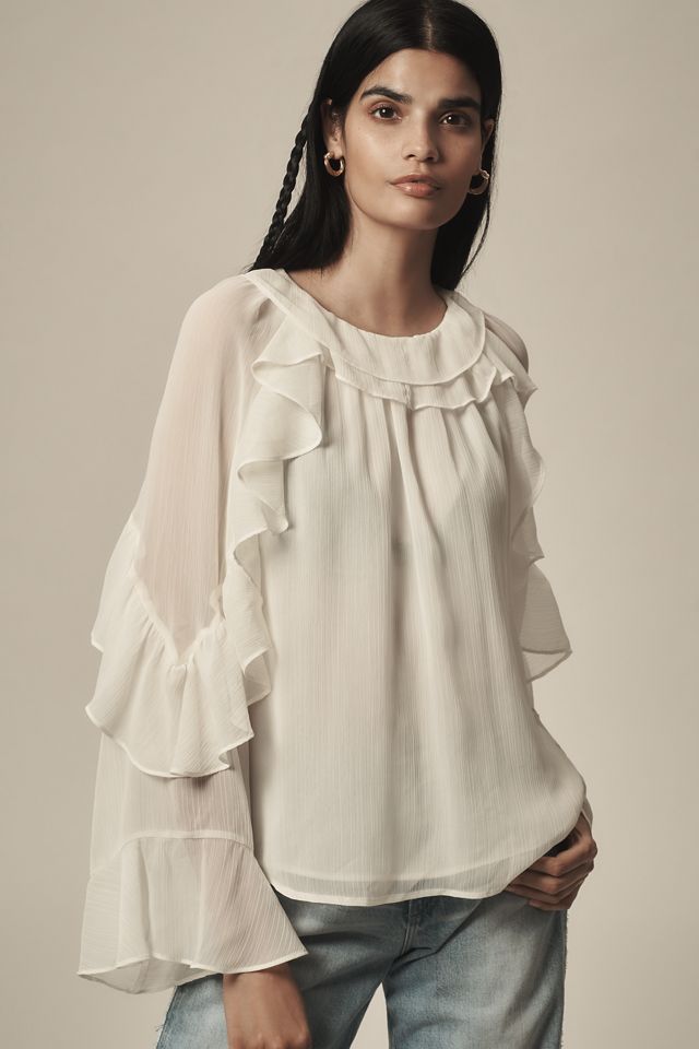 By Anthropologie Sleeveless Ruffled Blouse #3