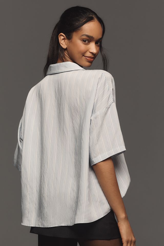 The Dylon Short-Sleeve Wide-Placket Top: Striped Edition #1