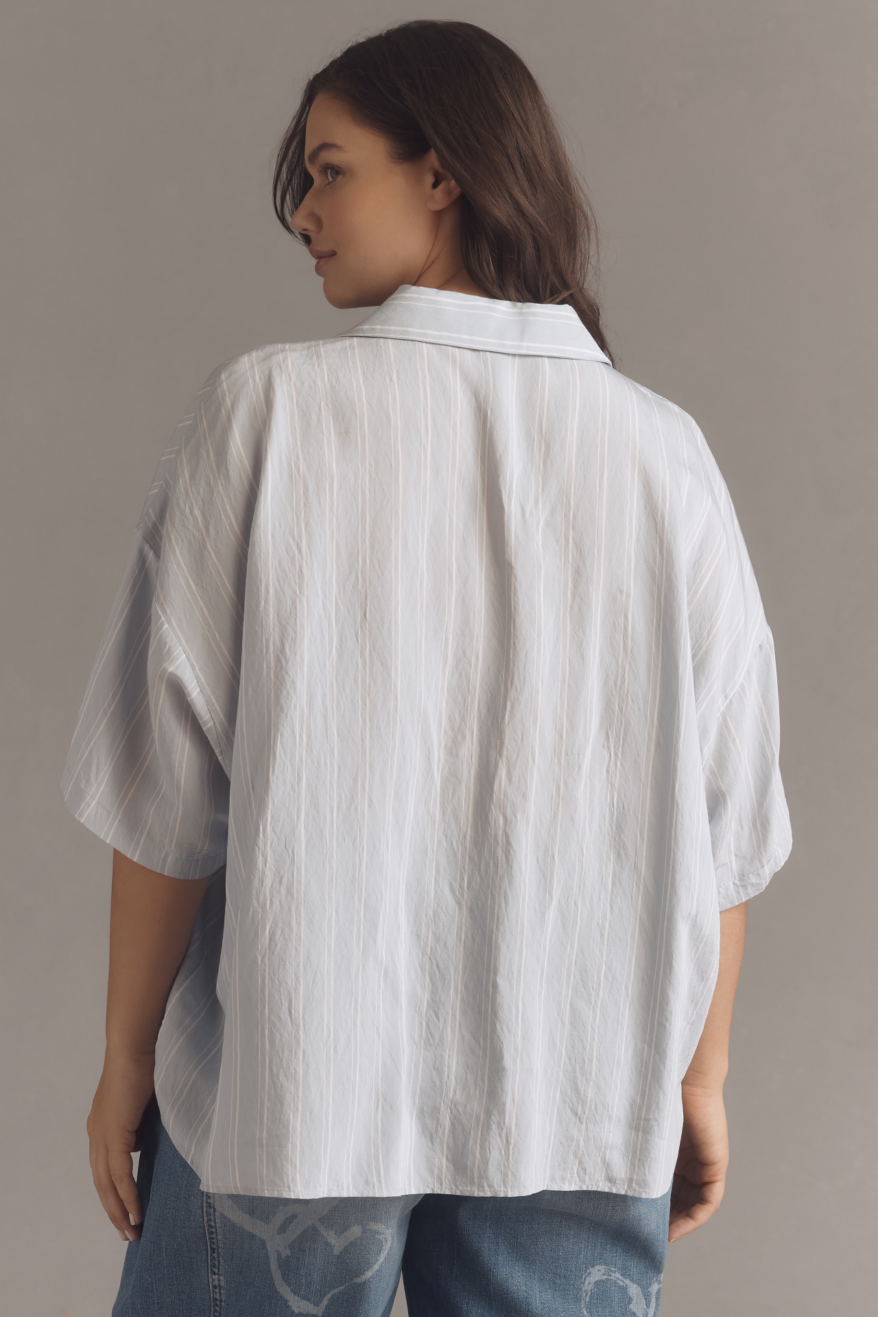 The Dylon Short-Sleeve Wide-Placket Top: Striped Edition