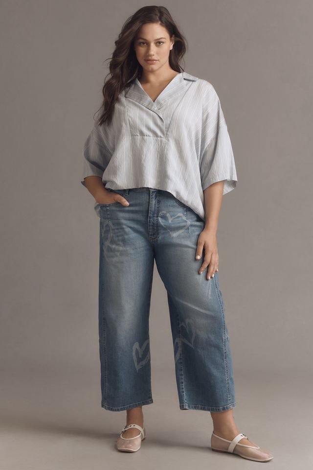 The Dylon Short-Sleeve Wide-Placket Top: Striped Edition #5