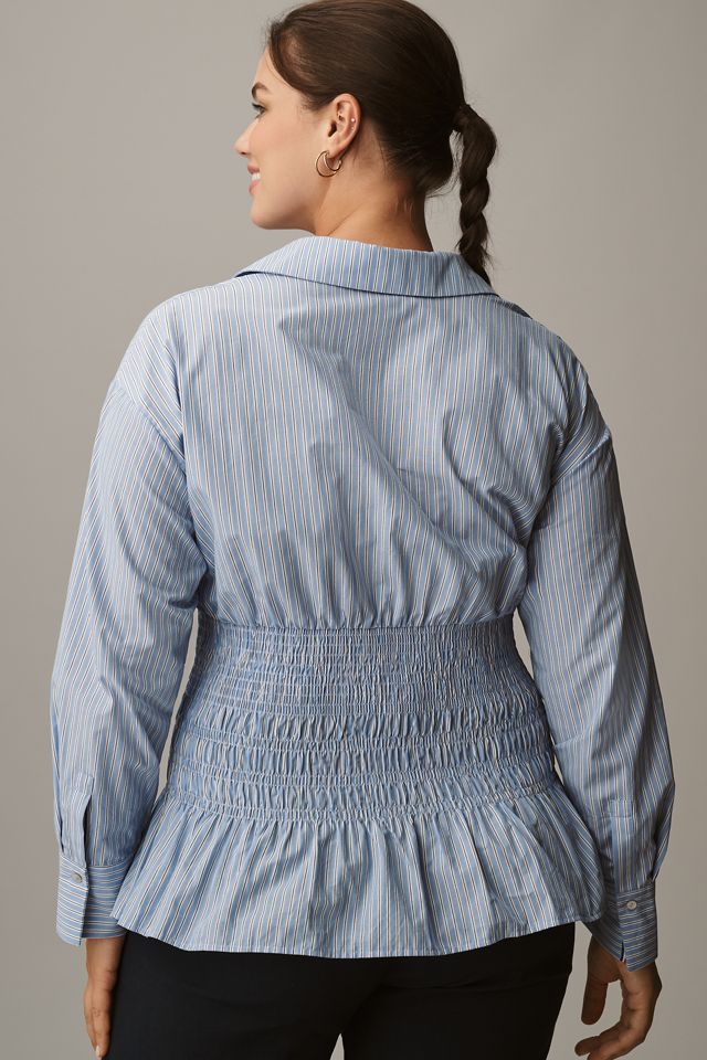Maeve Long-Sleeve Smocked-Waist Blouse #5