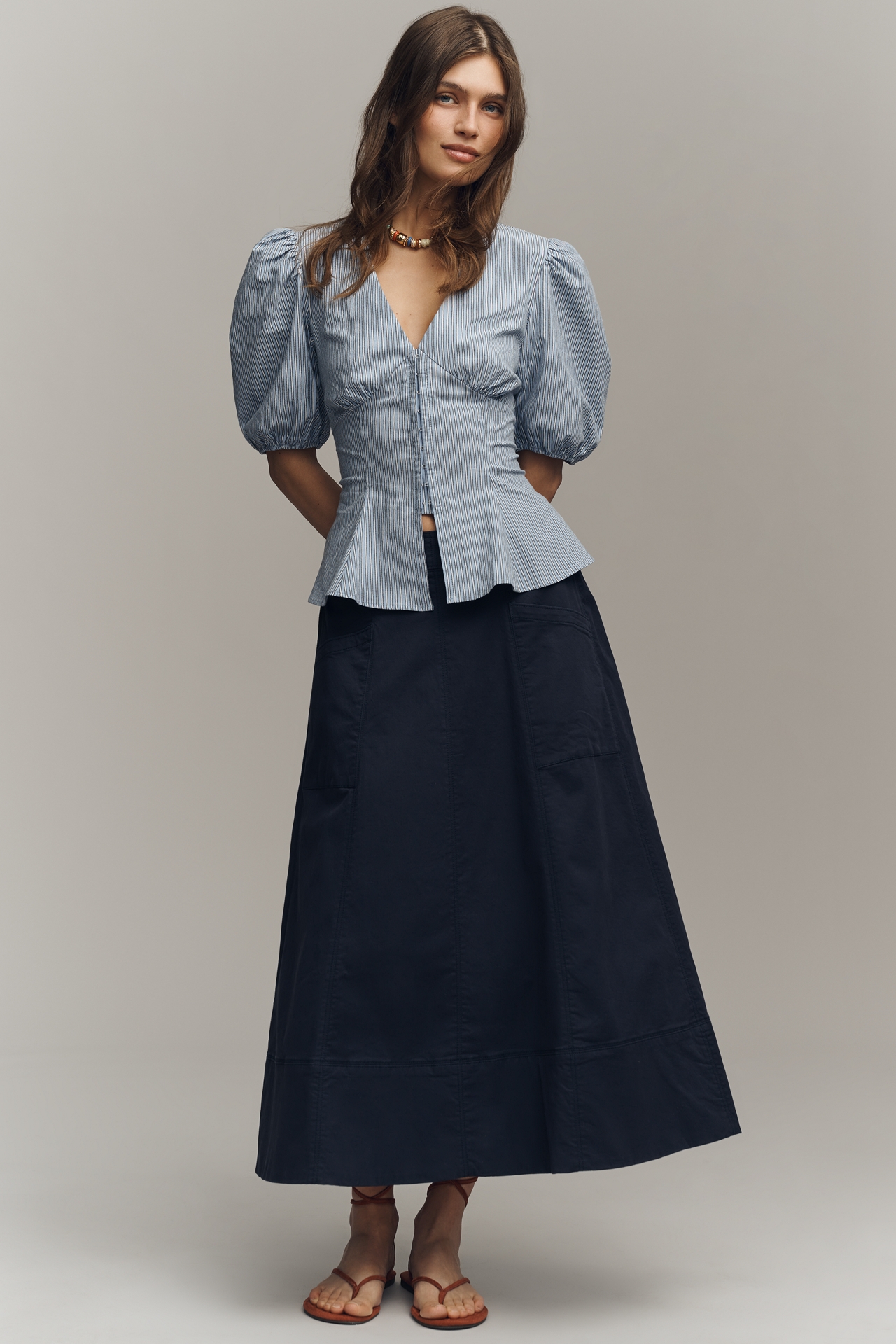 Maeve V-Neck Peplum Blouse