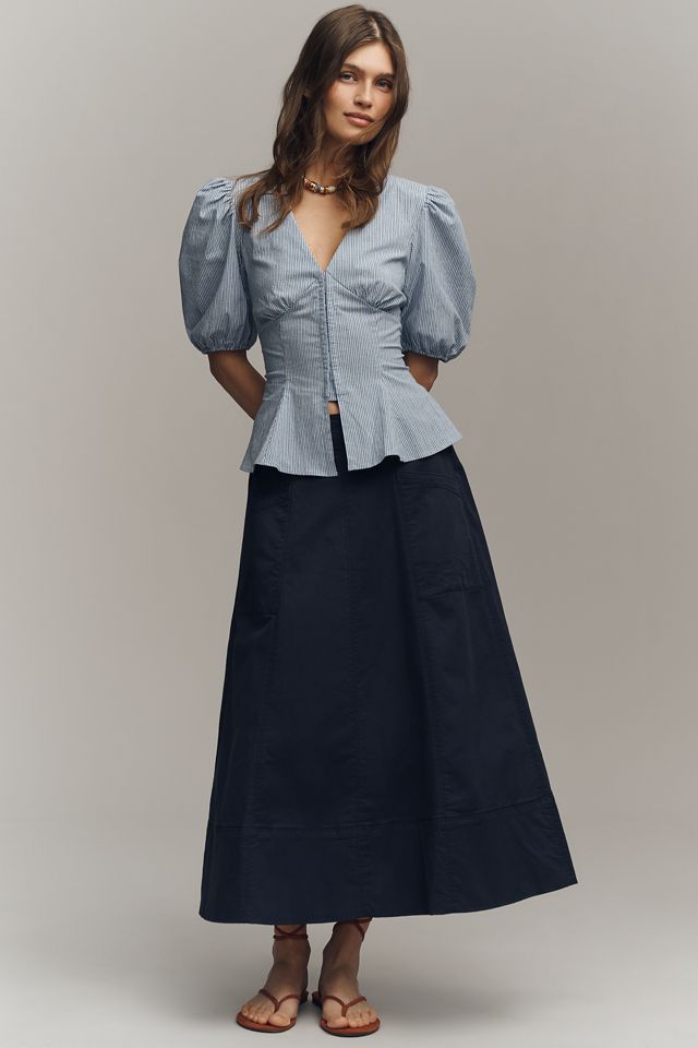 Maeve V-Neck Peplum Blouse | Anthropologie