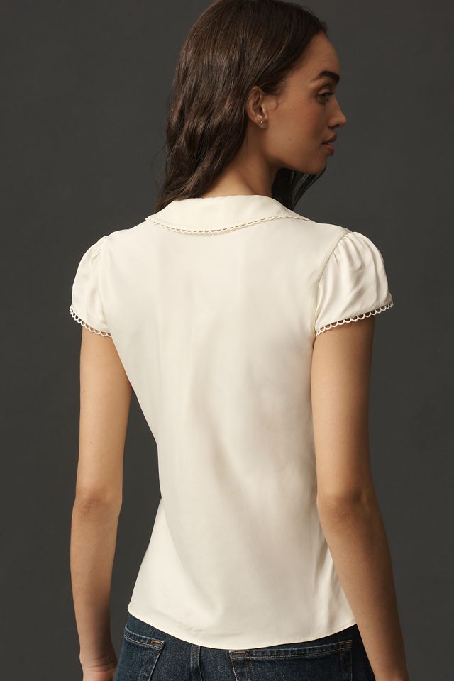 By Anthropologie Silky Peter Pan Collared Blouse #2