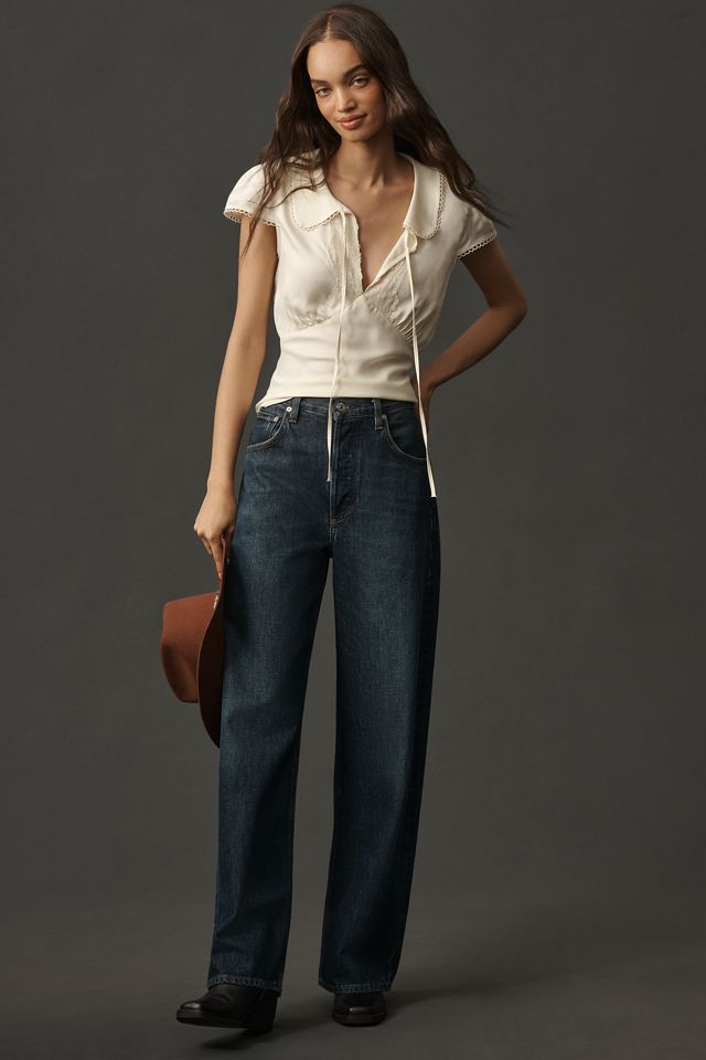 By Anthropologie Silky Peter Pan Collared Blouse #3