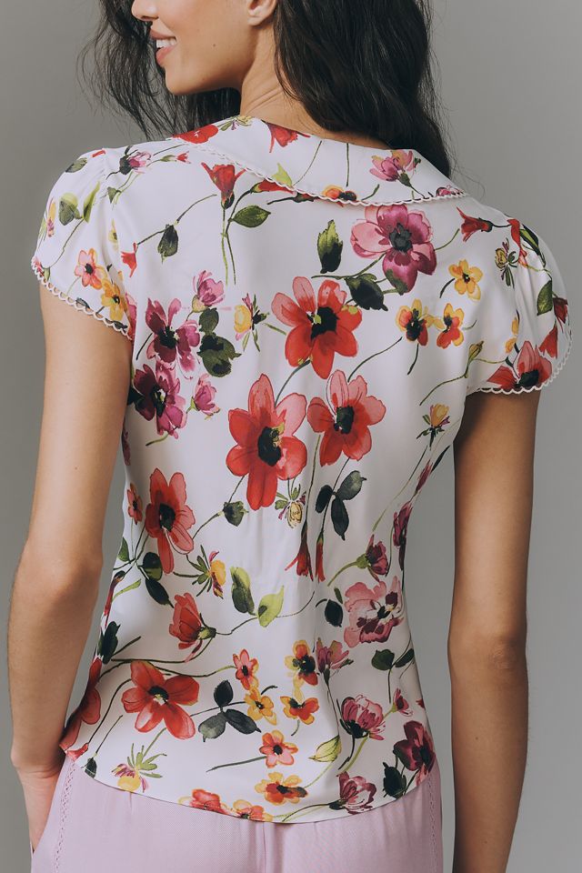 By Anthropologie Silky Peter Pan Collared Blouse #2