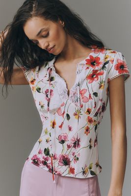 By Anthropologie Silky Peter Pan Collared Blouse