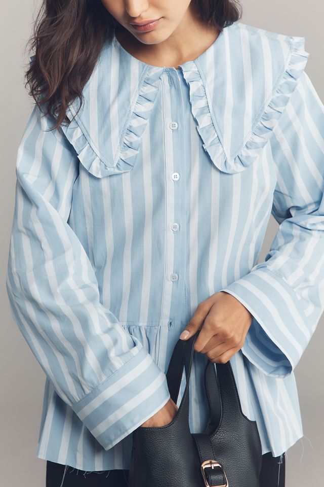 Maeve Cotton Long-Sleeve Collared Blouse #1
