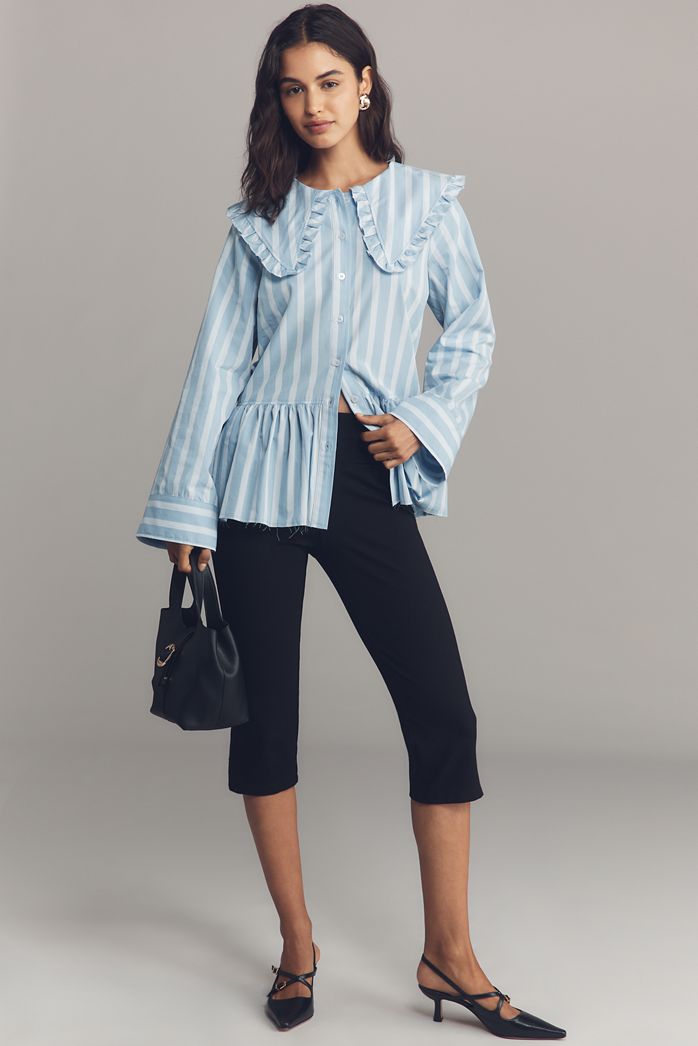 Maeve Cotton Long-Sleeve Collared Blouse