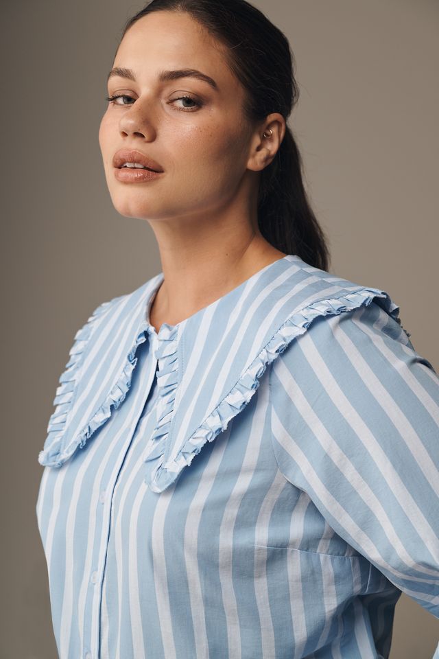 Maeve Cotton Long-Sleeve Collared Blouse #4